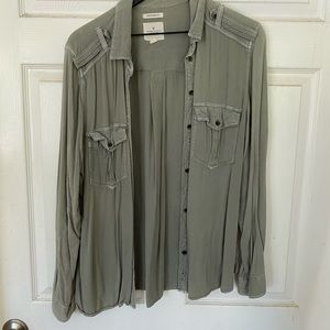 Green Button Down Top